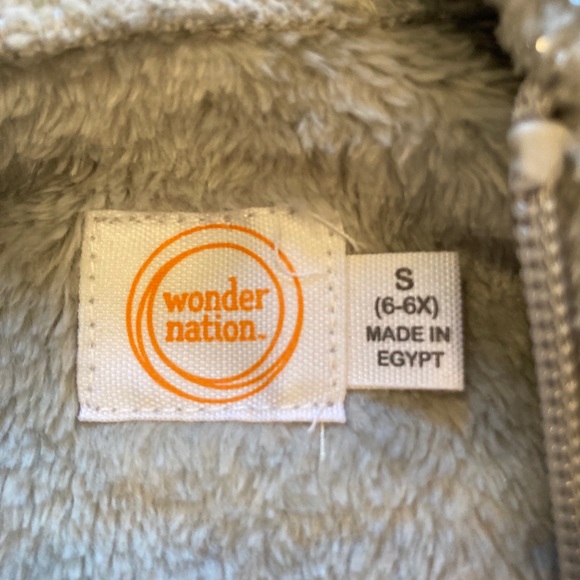 NWT WonderNation S 6X Girls Zip Up Hooded Jacket Hoodie Warm Hearts Cozy - Picture 2 of 6